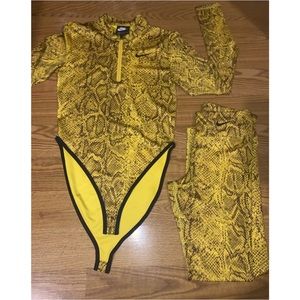 Women’s Gold Nike Snake Print Bodysuit + Leggings 🐍